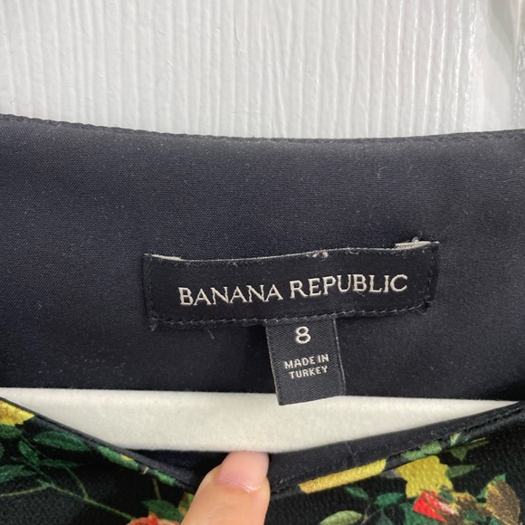 EUC Banana Repubic FLORAL TIE-SLEEVE SHIFT DRESS Lemons & Roses Sz 8 - Picture 8 of 9